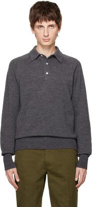 Gray Spread Collar Polo