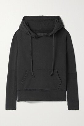 Janie Distressed Cotton-jersey Hoodie - Black