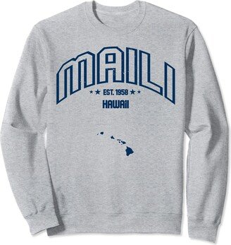 Retro Maili Hawaii HI Souvenir Navy Tee Maili Hawaii HI Throwback Men Women Vintage Athletic Sweatshirt