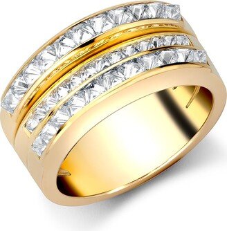 18kt yellow gold diamond three row RockChic ring