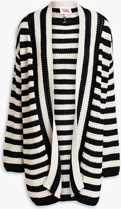 Striped open-knit cotton cardigan