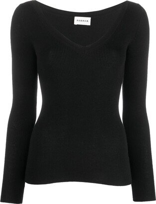 V-neck wool sweatshirt