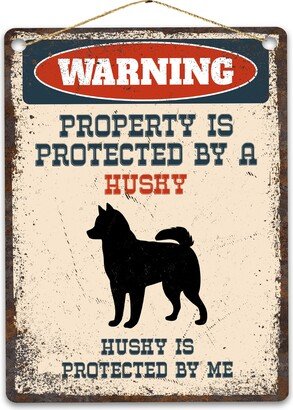 Husky Metal Sign, Funny Warning Dog Rustic Retro Weathered Distressed Plaque, Gift Idea