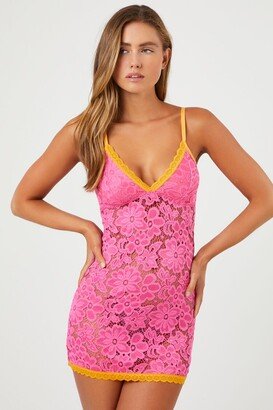 Contrast Lace Lingerie Slip Dress