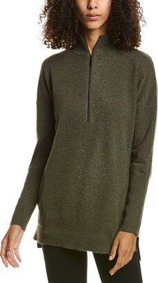 Zip Mock Tunic Cashmere Sweater