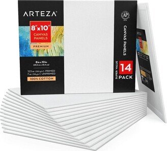 Arteza Canvas Panels, Premium, White, 8x10, Blank Canvas Boards for Painting - 14 Pack