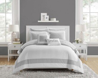 Chic Home Design Chic Home Gibson Comforter Set Striped Hotel Collection Design Bed In A Bag Bedding - 9 Piece - King 104x92, Grey
