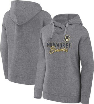 Women's Heather Gray Milwaukee Brewers Plus Size Pullover Hoodie