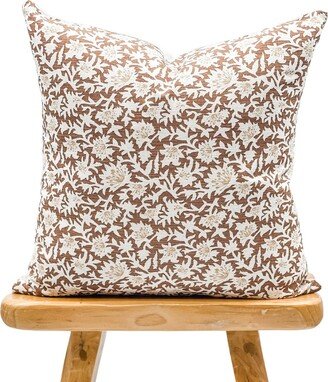 Floral Pillow Cover in Warm Brown & Tan, Cover, Boho Pillow, Decorative Throw For Fall, Farmhouse