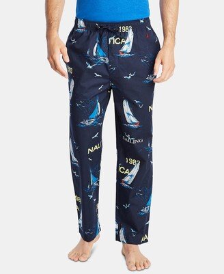 Men's Cotton Sailboat-Print Pajama Pants