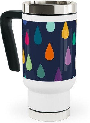 Travel Mugs: Raindrops - Multi Travel Mug With Handle, 17Oz, Multicolor