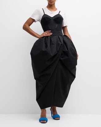 Exaggerated Hips Draped Maxi Tulip Skirt