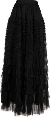 Ruffled Tulle Maxi Skirt