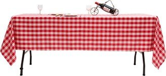 Tangkula 10-Piece 60x102 Rectangular Plaid Tablecloth Machine Washable Polyester Table Cover Red