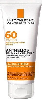 La Roche Posay Anthelios Sunscreen, Melt In Milk Lotion Face and Body Sunscreen - SPF 60 - 3oz