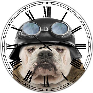 Designart Dog with Biker Helmet Oversized Modern Wall Clock - 36 x 36