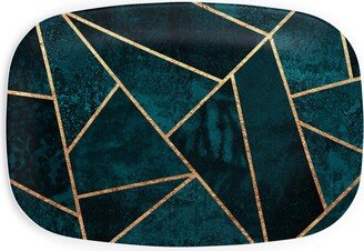 Serving Platters: Deep Teal Stone Serving Platter, Green