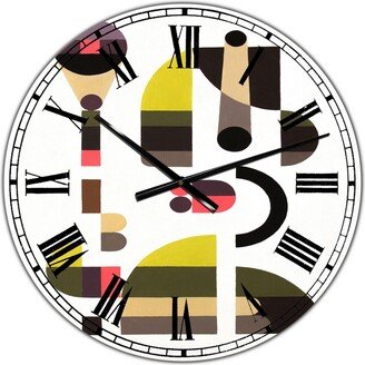 Designart Circe Composition in Pink Green and Black I Large Mid-Century Wall Clock - 36 x 28 x 1