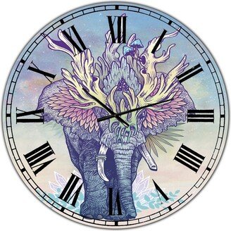 Designart Spirit Elephant Large Modern Wall Clock - 36 x 36