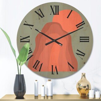 Designart 'Pink Sunset Mountain Landscape' Modern Wood Wall Clock