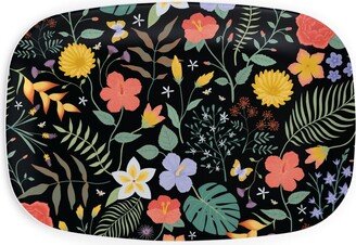 Serving Platters: Hawaii Floral - Black Serving Platter, Multicolor