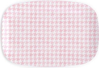 Serving Platters: Happy Houndstooth Serving Platter, Pink