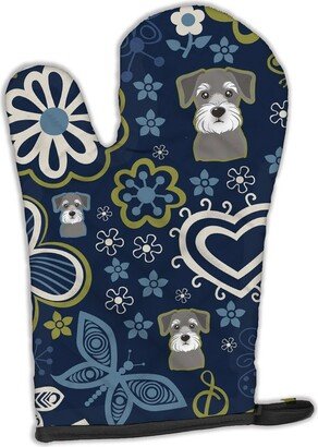 Blue Flowers Schnauzer Oven Mitt