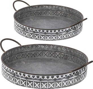 Set Of 2 Round Trays With Handles