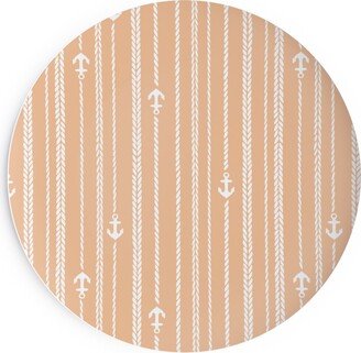 Salad Plates: Ropes And Anchors - Orange And White Salad Plate, Orange