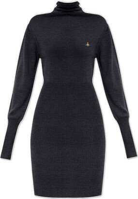 Orb Embroidered Roll-Neck Knit Dress