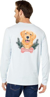 Merry Christmas Pup Long Sleeve Tee (Ice Water) Men's Clothing