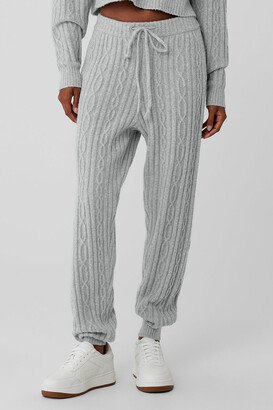 Cable Knit Winter Bliss Pants in Athletic Heather Grey, Size: Large |
