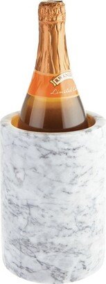 mDesign Single Bottle Wine Chiller - Ice Bucket Cooler Bucket - White Marble