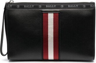 Leather Striped Clutch Bag