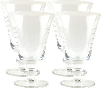 Glass Etched Wine Goblet, 4 Piece Set