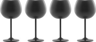 12 Oz Brushed Black Stainless Steel Red Wine Glasses, Set of 4