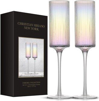 Christian Siriano Set of 2 Stunning Chroma Iridescent White Wine Glasses