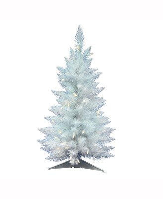 30 inch Sparkle White Spruce Pencil Artificial Christmas Tree With 50 Warm White Led Lights