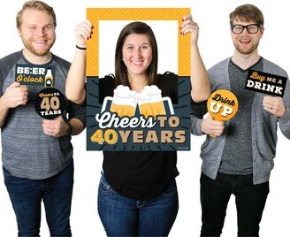 Big Dot of Happiness Cheers & Beers to 40 Years - Birthday Selfie Photo Booth Picture Frame & Props