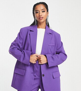 Petite extreme oversized suit blazer in purple