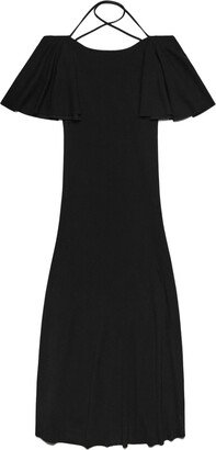 Open-Back Halterneck Midi Dress