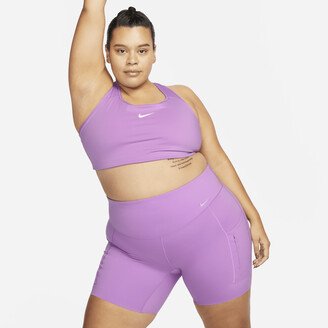 Women's Go Firm-Support High-Waisted 8 Biker Shorts with Pockets (Plus Size) in Purple