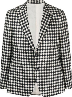 Houndstooth-Pattern Single-Breasted Blazer-AA