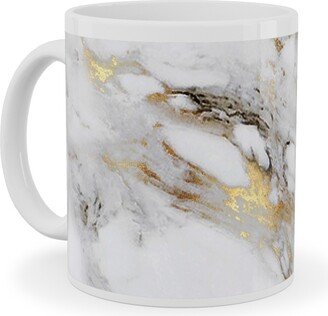 Mugs: Gilded Marble - Gray Ceramic Mug, White, 11Oz, Gray