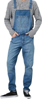 LONGBIDA Men's Denim Bib Overalls Relaxed Fit Fashion Jean Jumpsuit