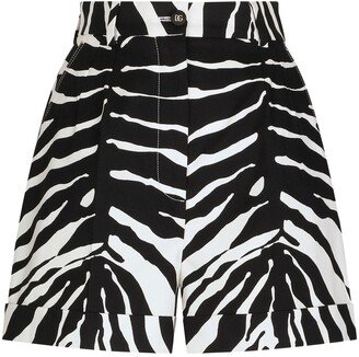 Zebra-Print High-Waisted Shorts