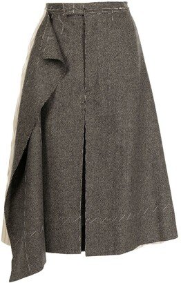 Asymmetric Wool-Panel Shorts