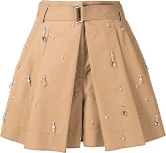 Drip-Embellished Chino Pleated Shorts