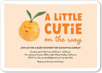 Baby Shower Invitations: Little Cutie Baby Shower Invitation, Beige, 5X7, Matte, Signature Smooth Cardstock, Rounded