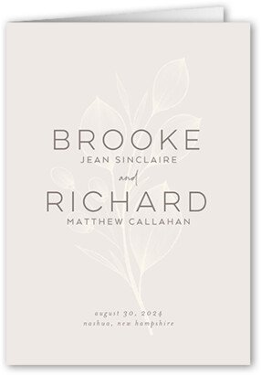 Wedding Program Cards: Novel Matrimony Wedding Program, Grey, 5X7, Matte, Folded Smooth Cardstock, Square